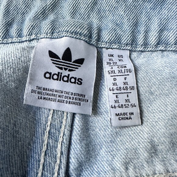 ADIDAS ORIGINAL Denim Rhinestone Pants with 3 strips - Light Blue- Size xl - Picture 9 of 10